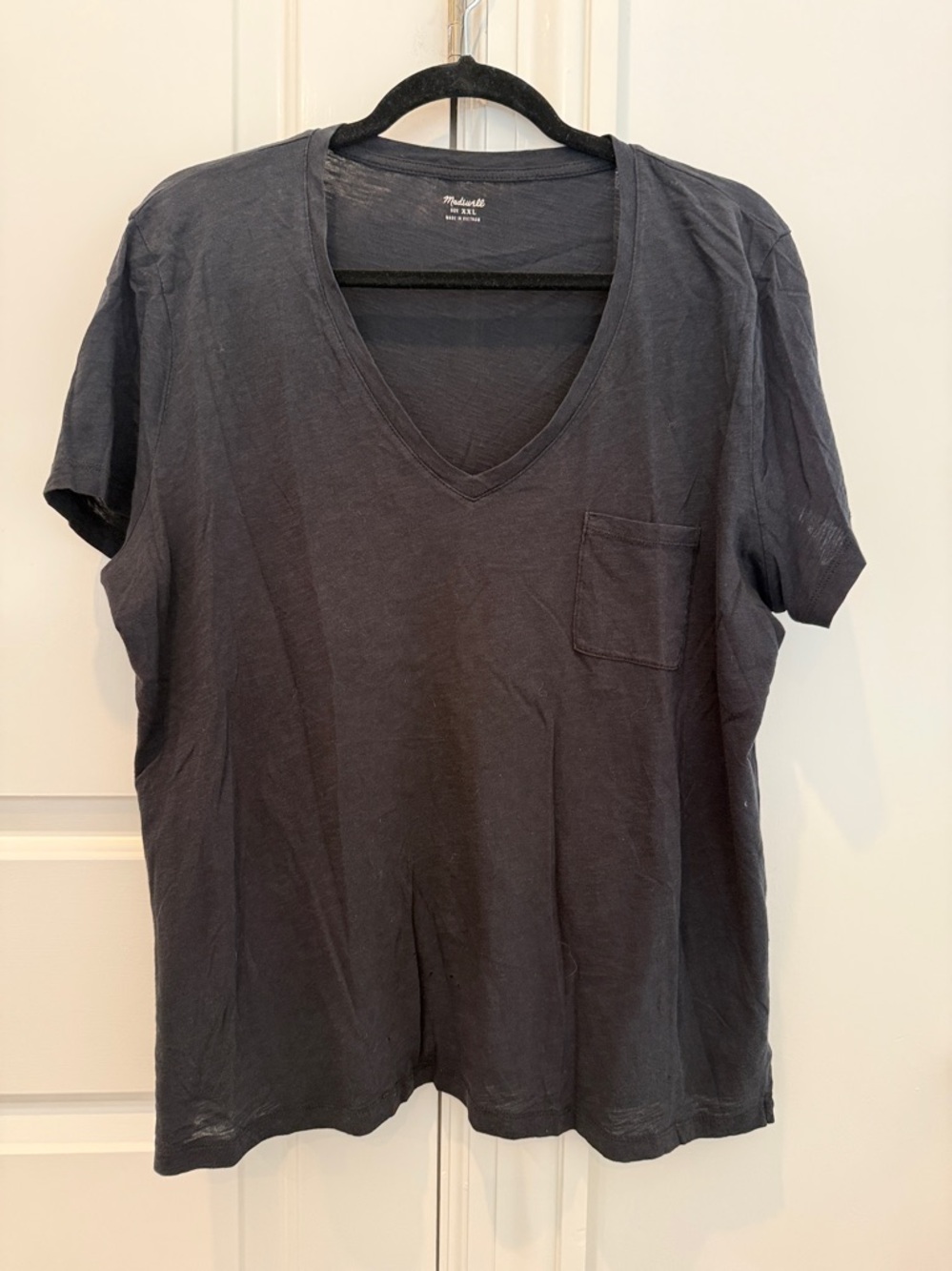 Madewell Whisper Cotton V-Neck Pocket Tee Size XXL True Black